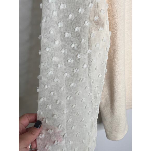 Maeve by Anthropologie Textured-Sleeve Round Neck Blouse Top Cream Women's XL - Picture 11 of 11